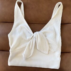 Abercrombie & Fitch White Ribbed Crop Top